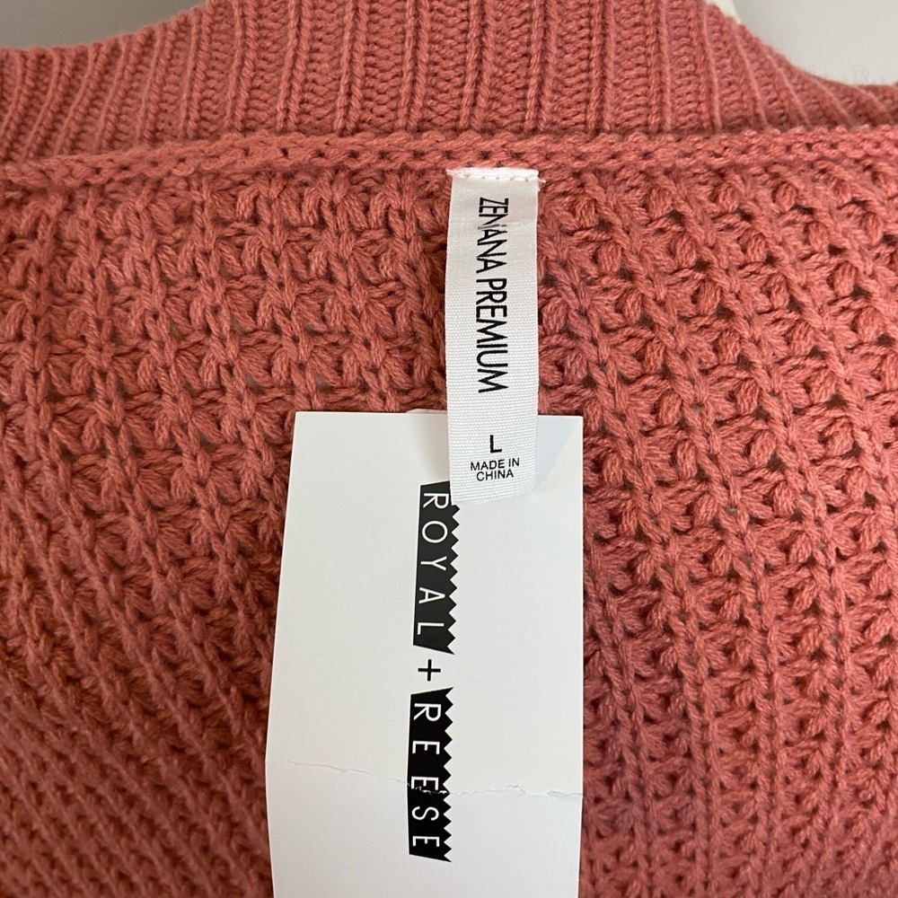 Zenana Outfitters Cardigan Cotton Boutique Waffle Knit Button-Down Rose Large - Picture 7 of 11